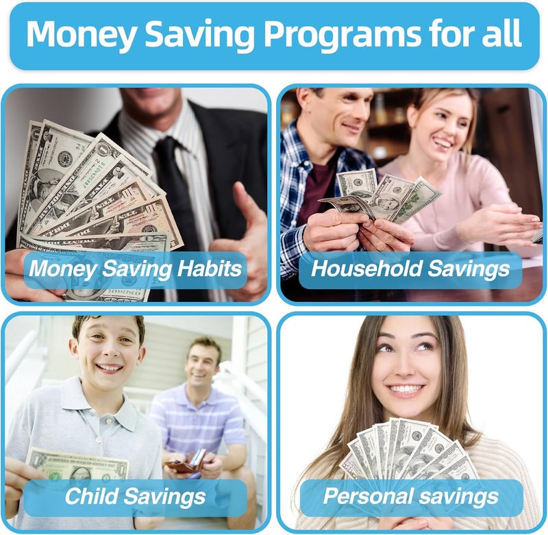 gusutide 100 Envelope Savings Challenge Binder, Money Saving Binder with Cash Envelopes, from 30 Days to 52 Weeks, to Save $500,$5,050 and $10,000, back to school supplies,gift for children (sparkling blue) - Image 5